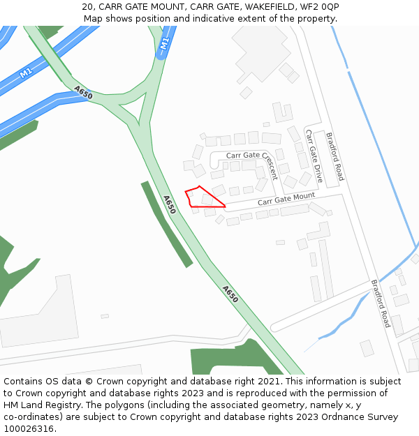 20, CARR GATE MOUNT, CARR GATE, WAKEFIELD, WF2 0QP: Location map and indicative extent of plot