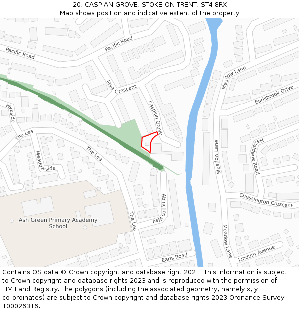 20, CASPIAN GROVE, STOKE-ON-TRENT, ST4 8RX: Location map and indicative extent of plot