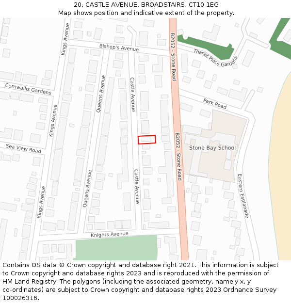 20, CASTLE AVENUE, BROADSTAIRS, CT10 1EG: Location map and indicative extent of plot