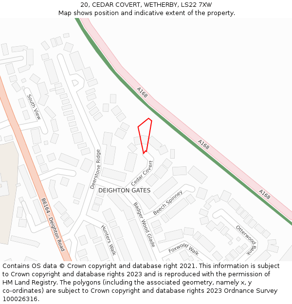 20, CEDAR COVERT, WETHERBY, LS22 7XW: Location map and indicative extent of plot