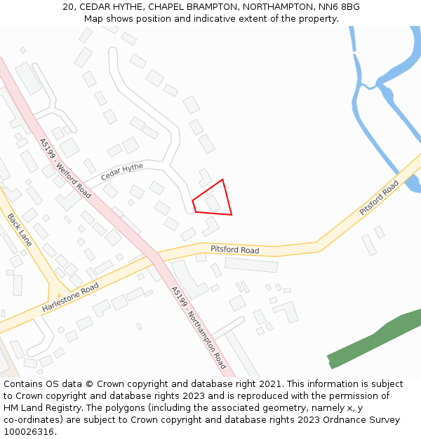 20, CEDAR HYTHE, CHAPEL BRAMPTON, NORTHAMPTON, NN6 8BG: Location map and indicative extent of plot