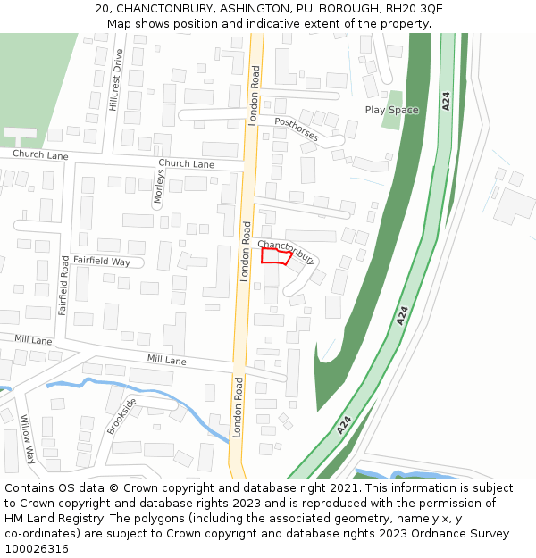 20, CHANCTONBURY, ASHINGTON, PULBOROUGH, RH20 3QE: Location map and indicative extent of plot