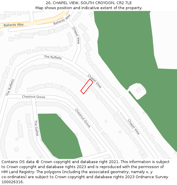 20, CHAPEL VIEW, SOUTH CROYDON, CR2 7LE: Location map and indicative extent of plot