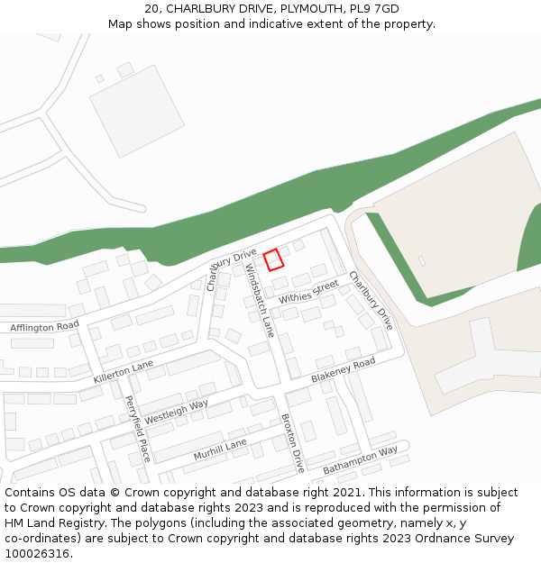 20, CHARLBURY DRIVE, PLYMOUTH, PL9 7GD: Location map and indicative extent of plot