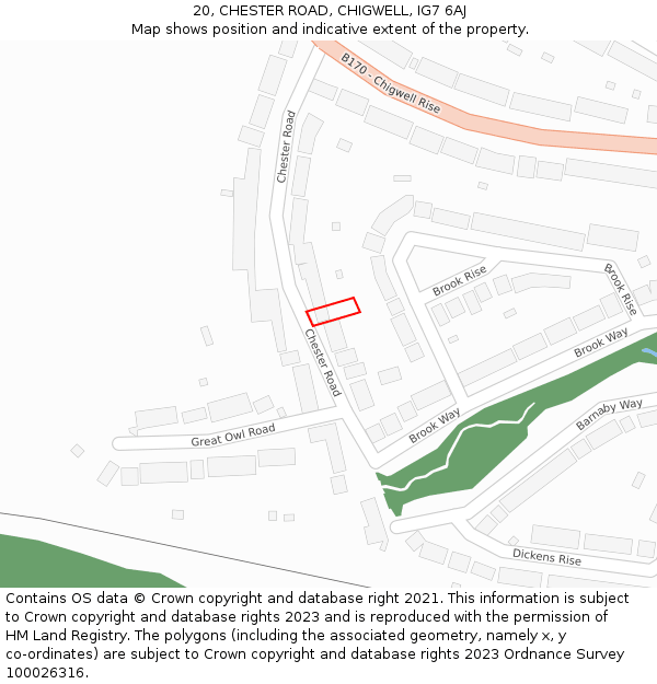 20, CHESTER ROAD, CHIGWELL, IG7 6AJ: Location map and indicative extent of plot