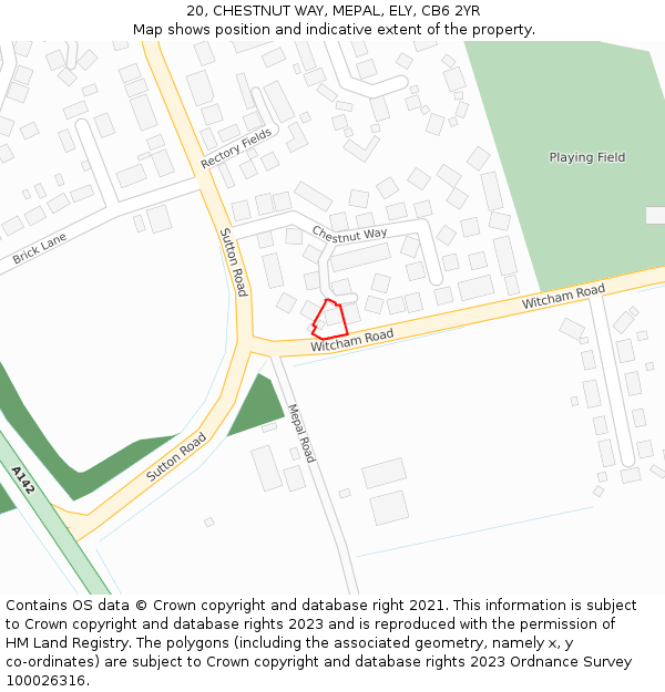 20, CHESTNUT WAY, MEPAL, ELY, CB6 2YR: Location map and indicative extent of plot