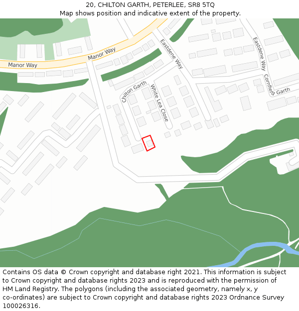20, CHILTON GARTH, PETERLEE, SR8 5TQ: Location map and indicative extent of plot