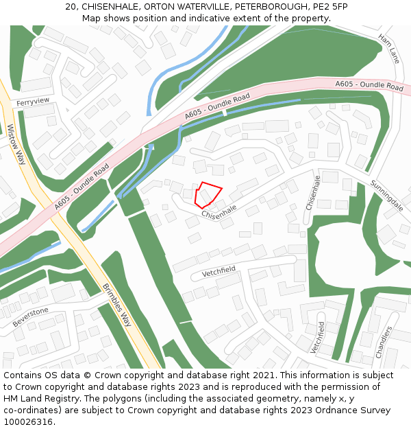 20, CHISENHALE, ORTON WATERVILLE, PETERBOROUGH, PE2 5FP: Location map and indicative extent of plot