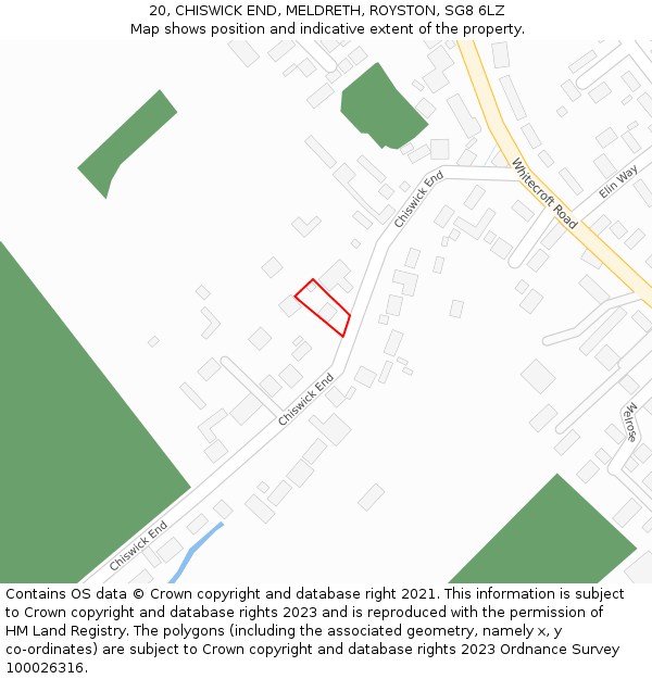 20, CHISWICK END, MELDRETH, ROYSTON, SG8 6LZ: Location map and indicative extent of plot