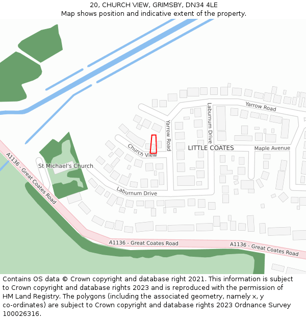 20, CHURCH VIEW, GRIMSBY, DN34 4LE: Location map and indicative extent of plot