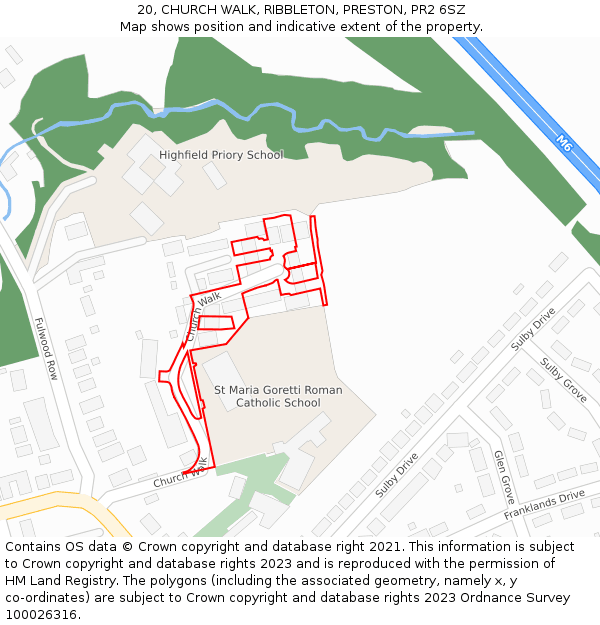 20, CHURCH WALK, RIBBLETON, PRESTON, PR2 6SZ: Location map and indicative extent of plot