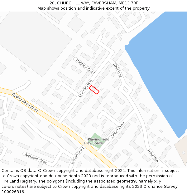 20, CHURCHILL WAY, FAVERSHAM, ME13 7RF: Location map and indicative extent of plot