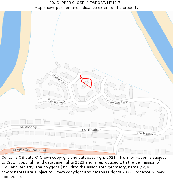 20, CLIPPER CLOSE, NEWPORT, NP19 7LL: Location map and indicative extent of plot