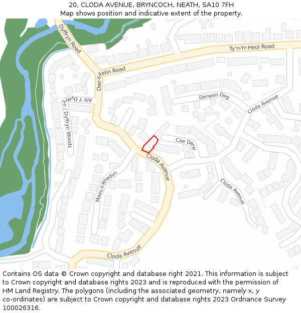 20, CLODA AVENUE, BRYNCOCH, NEATH, SA10 7FH: Location map and indicative extent of plot