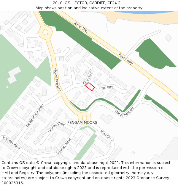 20, CLOS HECTOR, CARDIFF, CF24 2HL: Location map and indicative extent of plot