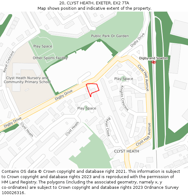 20, CLYST HEATH, EXETER, EX2 7TA: Location map and indicative extent of plot