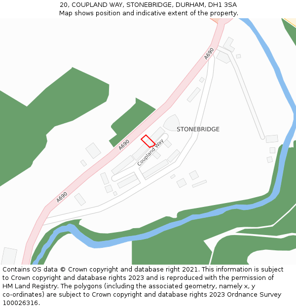 20, COUPLAND WAY, STONEBRIDGE, DURHAM, DH1 3SA: Location map and indicative extent of plot