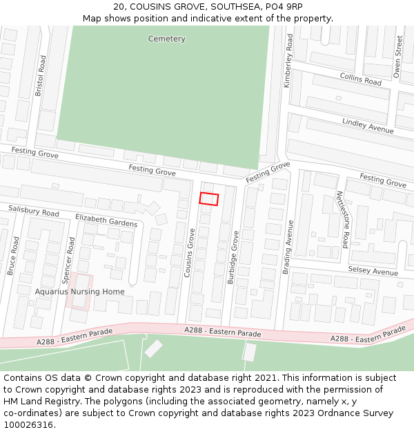 20, COUSINS GROVE, SOUTHSEA, PO4 9RP: Location map and indicative extent of plot