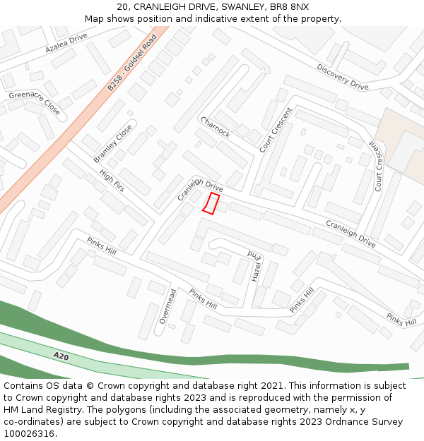 20, CRANLEIGH DRIVE, SWANLEY, BR8 8NX: Location map and indicative extent of plot