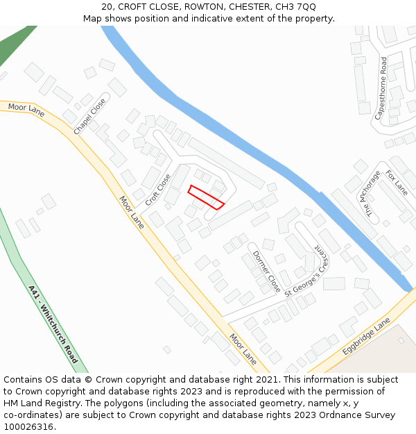 20, CROFT CLOSE, ROWTON, CHESTER, CH3 7QQ: Location map and indicative extent of plot
