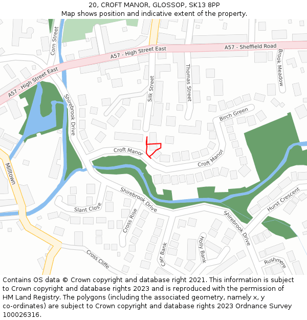 20, CROFT MANOR, GLOSSOP, SK13 8PP: Location map and indicative extent of plot