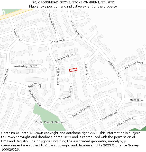 20, CROSSMEAD GROVE, STOKE-ON-TRENT, ST1 6TZ: Location map and indicative extent of plot