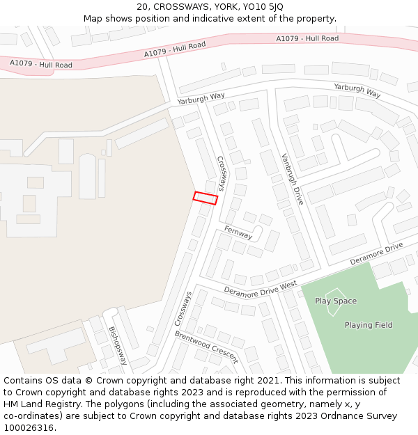 20, CROSSWAYS, YORK, YO10 5JQ: Location map and indicative extent of plot