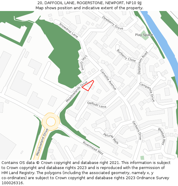 20, DAFFODIL LANE, ROGERSTONE, NEWPORT, NP10 9JJ: Location map and indicative extent of plot