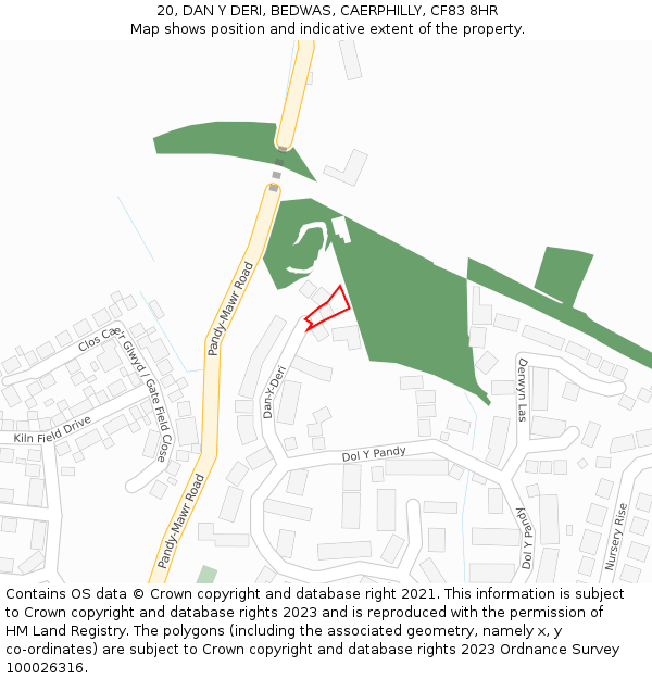 20, DAN Y DERI, BEDWAS, CAERPHILLY, CF83 8HR: Location map and indicative extent of plot