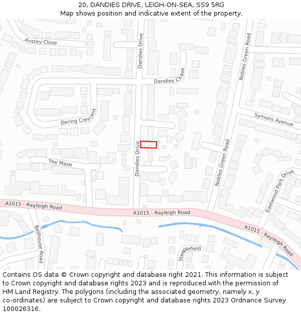 20, DANDIES DRIVE, LEIGH-ON-SEA, SS9 5RG: Location map and indicative extent of plot