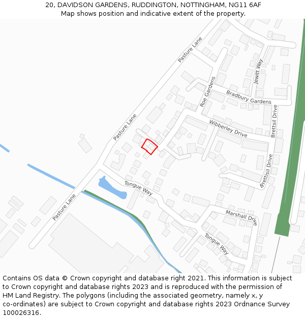 20, DAVIDSON GARDENS, RUDDINGTON, NOTTINGHAM, NG11 6AF: Location map and indicative extent of plot