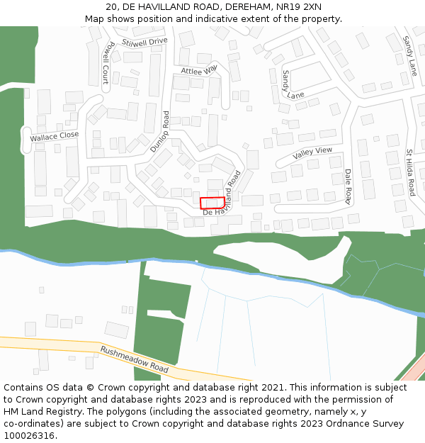 20, DE HAVILLAND ROAD, DEREHAM, NR19 2XN: Location map and indicative extent of plot