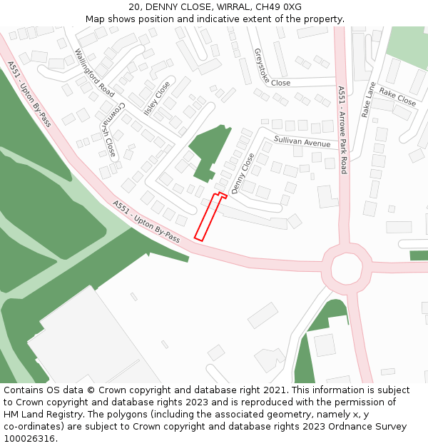 20, DENNY CLOSE, WIRRAL, CH49 0XG: Location map and indicative extent of plot