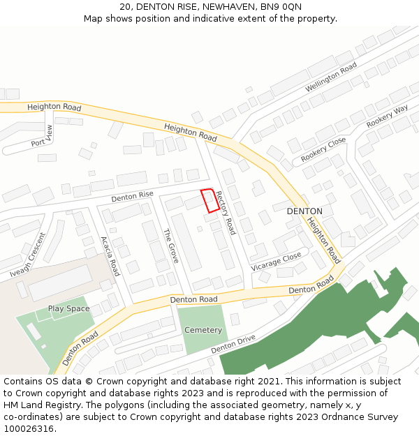 20, DENTON RISE, NEWHAVEN, BN9 0QN: Location map and indicative extent of plot