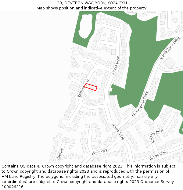 20, DEVERON WAY, YORK, YO24 2XH: Location map and indicative extent of plot