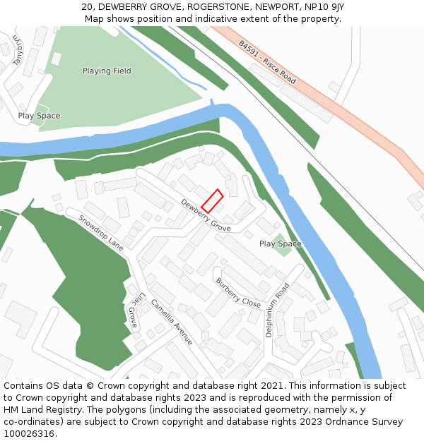 20, DEWBERRY GROVE, ROGERSTONE, NEWPORT, NP10 9JY: Location map and indicative extent of plot