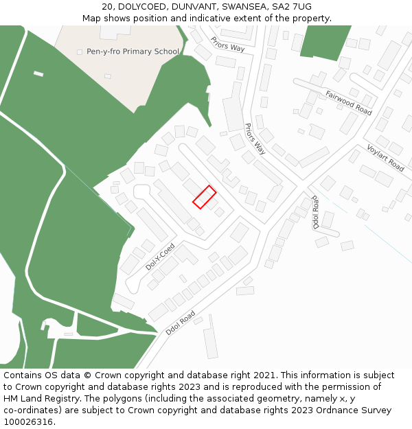 20, DOLYCOED, DUNVANT, SWANSEA, SA2 7UG: Location map and indicative extent of plot