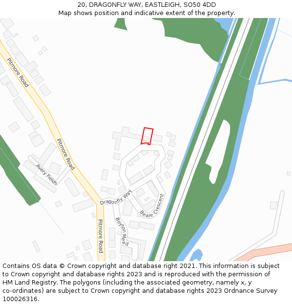 20, DRAGONFLY WAY, EASTLEIGH, SO50 4DD: Location map and indicative extent of plot