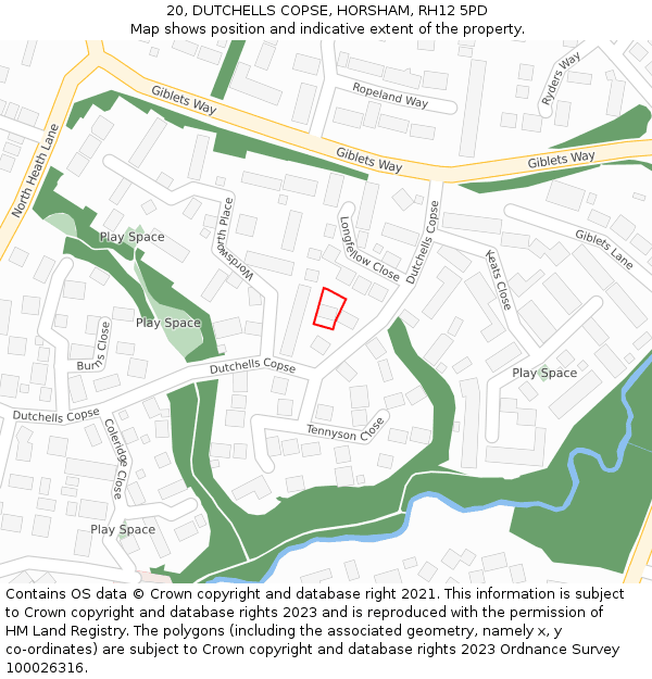 20, DUTCHELLS COPSE, HORSHAM, RH12 5PD: Location map and indicative extent of plot