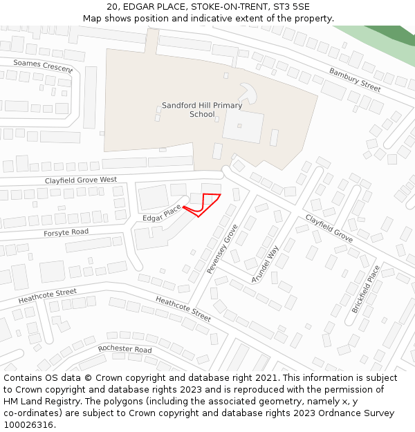 20, EDGAR PLACE, STOKE-ON-TRENT, ST3 5SE: Location map and indicative extent of plot