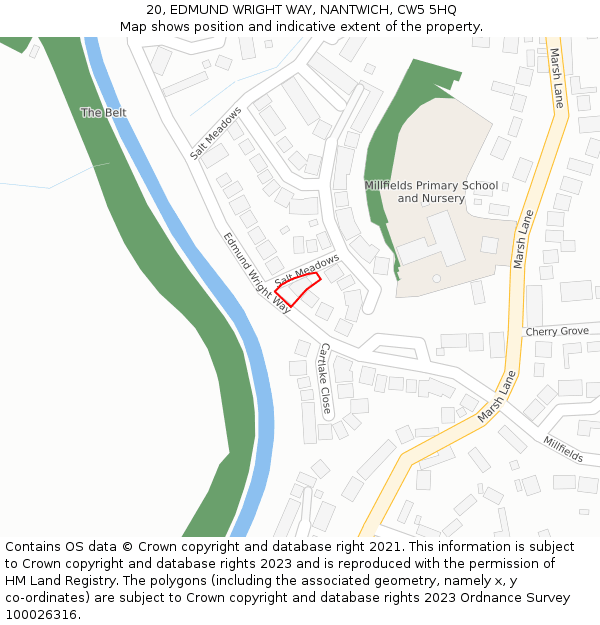 20, EDMUND WRIGHT WAY, NANTWICH, CW5 5HQ: Location map and indicative extent of plot