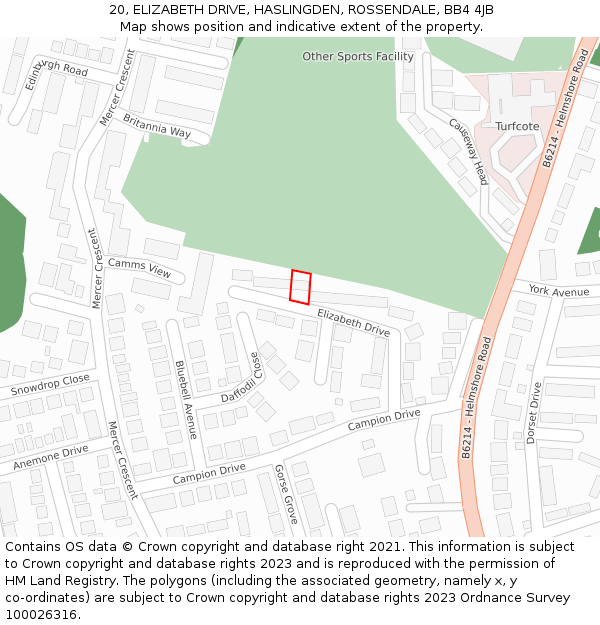 20, ELIZABETH DRIVE, HASLINGDEN, ROSSENDALE, BB4 4JB: Location map and indicative extent of plot