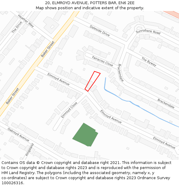 20, ELMROYD AVENUE, POTTERS BAR, EN6 2EE: Location map and indicative extent of plot