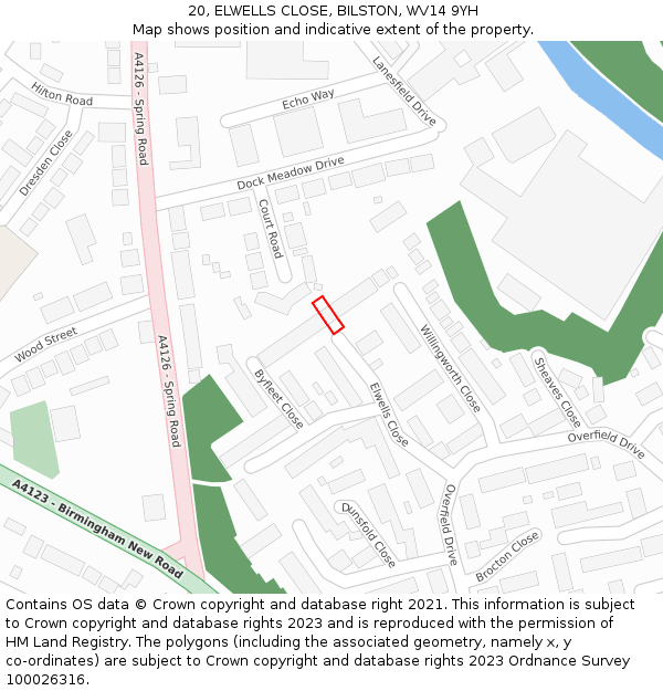 20, ELWELLS CLOSE, BILSTON, WV14 9YH: Location map and indicative extent of plot