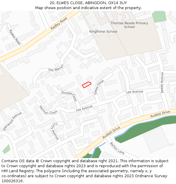 20, ELWES CLOSE, ABINGDON, OX14 3UY: Location map and indicative extent of plot