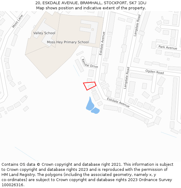 20, ESKDALE AVENUE, BRAMHALL, STOCKPORT, SK7 1DU: Location map and indicative extent of plot