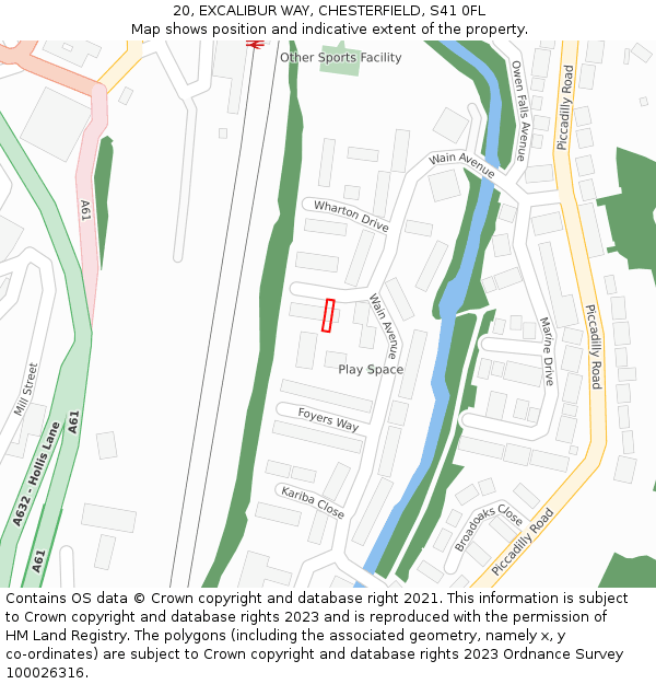 20, EXCALIBUR WAY, CHESTERFIELD, S41 0FL: Location map and indicative extent of plot