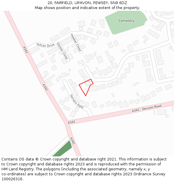 20, FAIRFIELD, UPAVON, PEWSEY, SN9 6DZ: Location map and indicative extent of plot