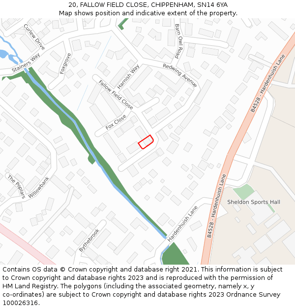 20, FALLOW FIELD CLOSE, CHIPPENHAM, SN14 6YA: Location map and indicative extent of plot