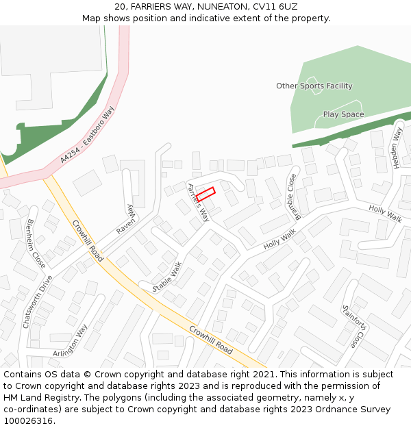 20, FARRIERS WAY, NUNEATON, CV11 6UZ: Location map and indicative extent of plot